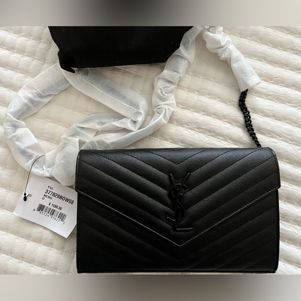 YSL wallet on a chain bag